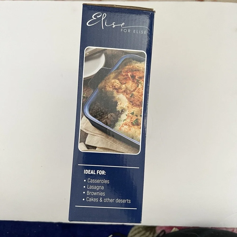 Elise for Elise‎ Stoneware Square Baker Blue Ombre Casserole Dish 11x9.5x3 New